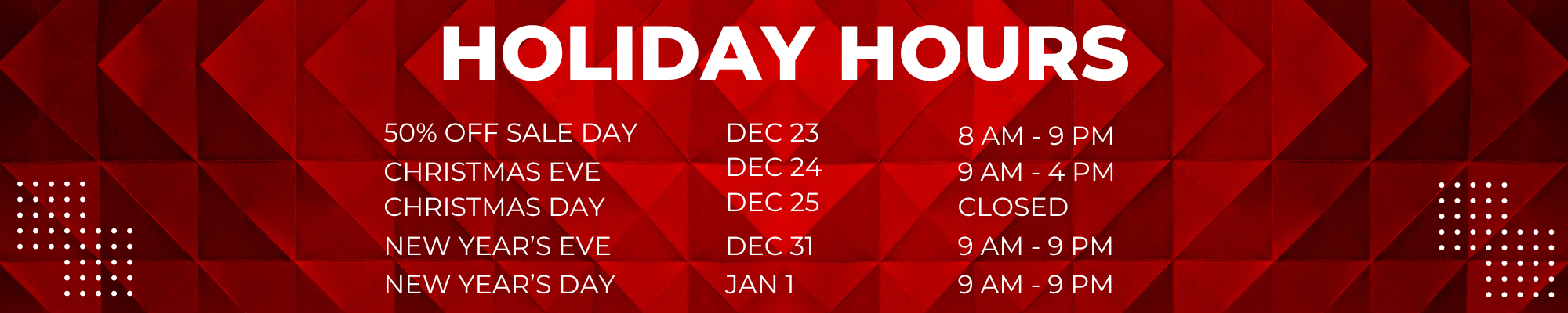 holiday hours